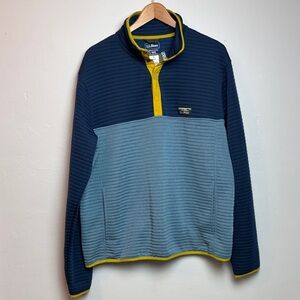 NWT L.L.Bean Men's Airlight Knit Pullover Fleece Large Regular Snap Front Blue